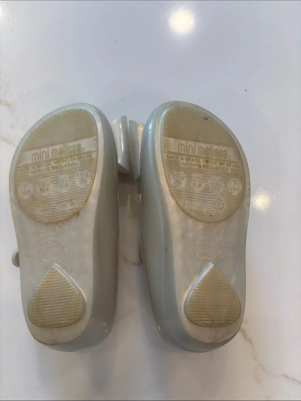Mini Melissa White Mary Jane Shoes with Star & Bow Accent